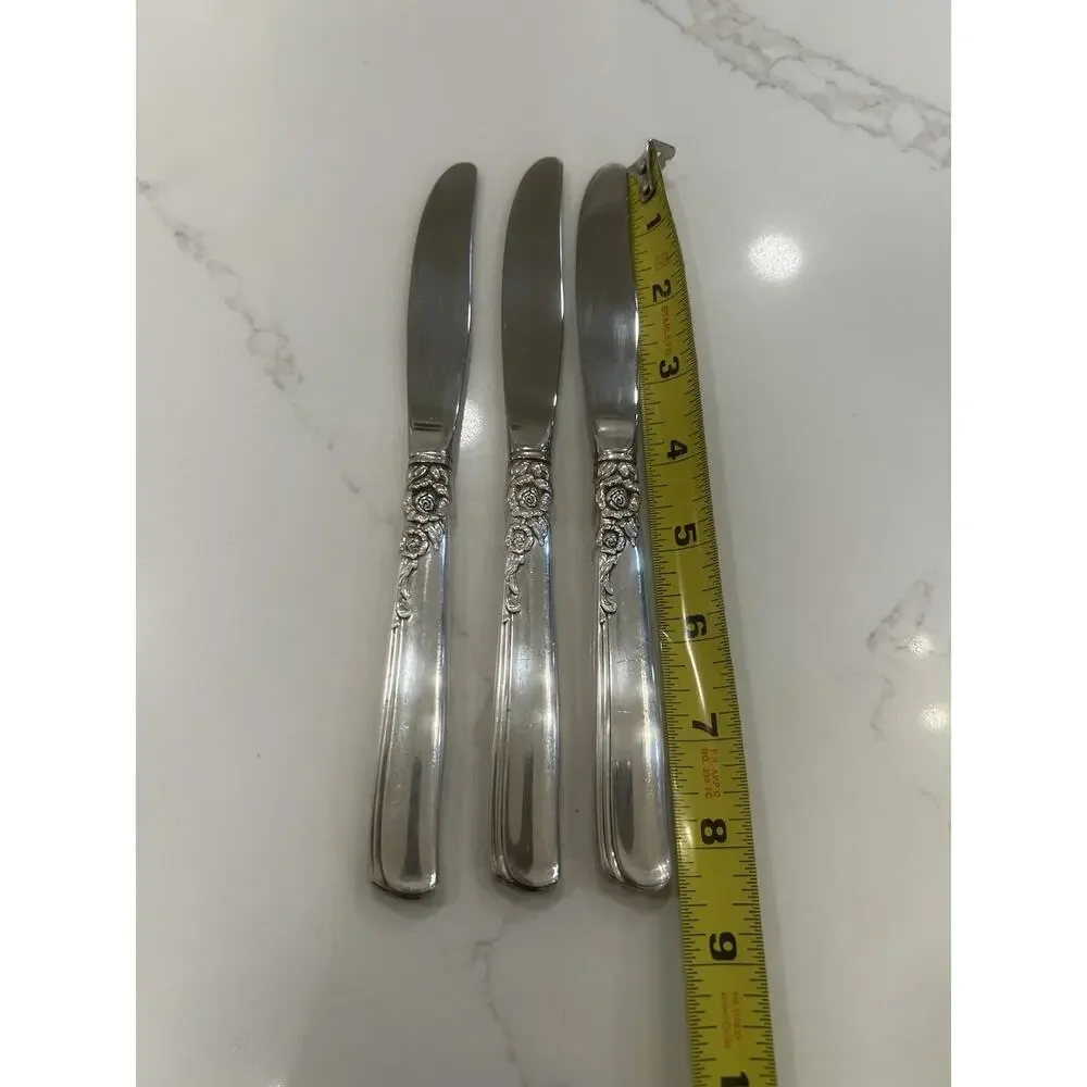 Vtg‎ Oneida Prestige Gay Adventure 1955 Silver Plated MCM Set Of 3 Dinner Knives